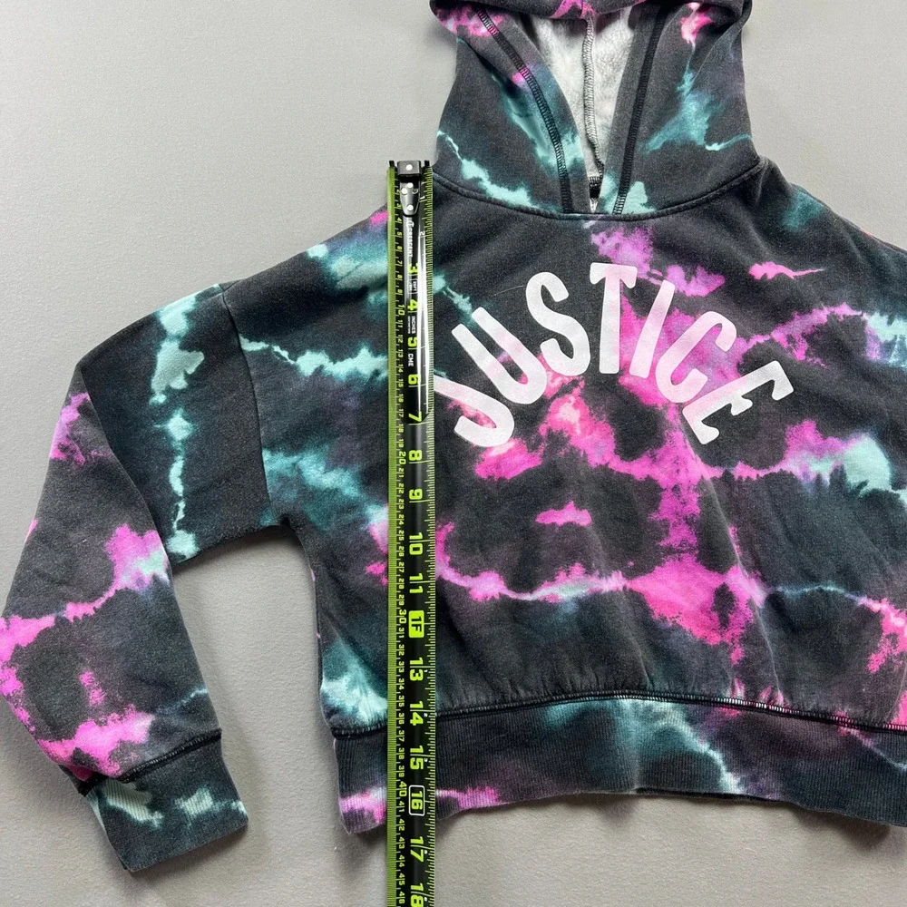 Justice Hoodie Girls S Multi Tie Dye Cotton Fleece Lined Long Sleeve Pullover